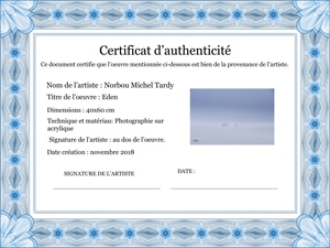 certificat authenticité